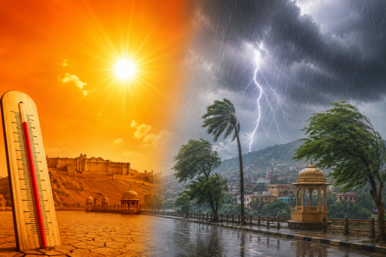 राजस्थान में मौसम का डबल अटैक! कहीं 46°C की आग, कहीं आंधी-बारिश का तांडव, अब IMD ने दिया नया अलर्ट