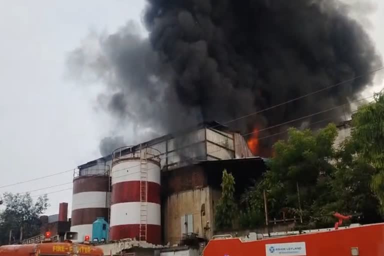 अलवर में तेल पैकिंग फैक्ट्री में भीषण आग, 700 टन सरसों तेल का स्टॉक जलने का खतरा; 25 दमकलों ने 150 चक्कर लगाए