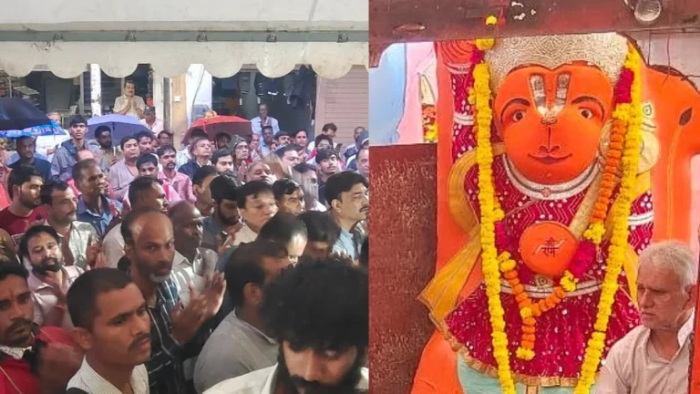 3 दिन से नहीं हिली खड़े हनुमान की प्रतिमा, अब बैंड-बाजे के साथ मनाने पहुंचे पुलिस जवान